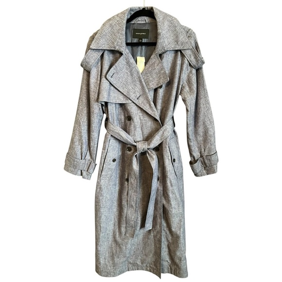 Banana Republic Classic Herringbone Linen Blend Trench Coat - Picture 1 of 12